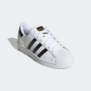 Adidas Superstar J White and Black Shoes